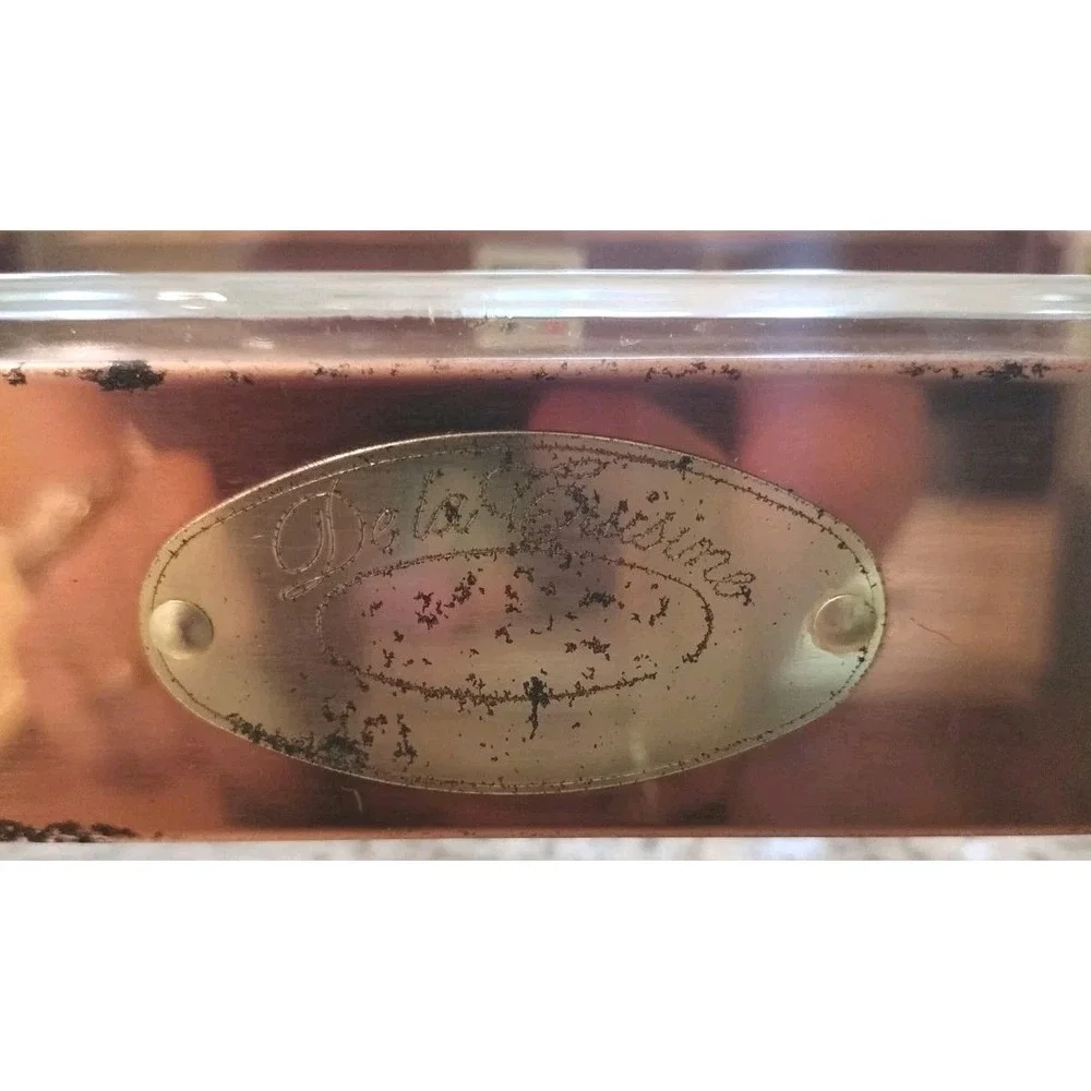 Vintage De La Cuisine Copper Casserole Dish Pyrex Glass Bakeware 3L Scroll Feet